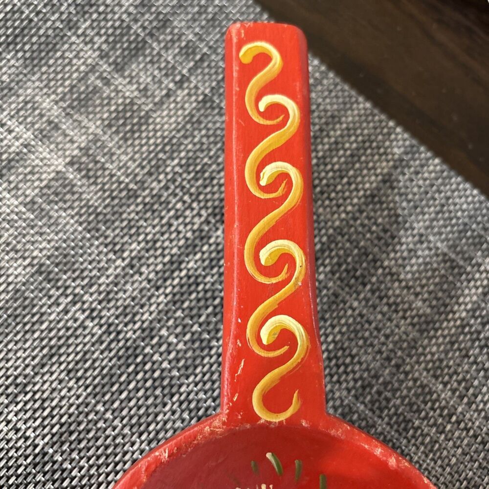 1985 Signed Primitive Style Hand-Painted Wooden Carved Scoop Folk Art Handgemalt - Picture 8 of 12